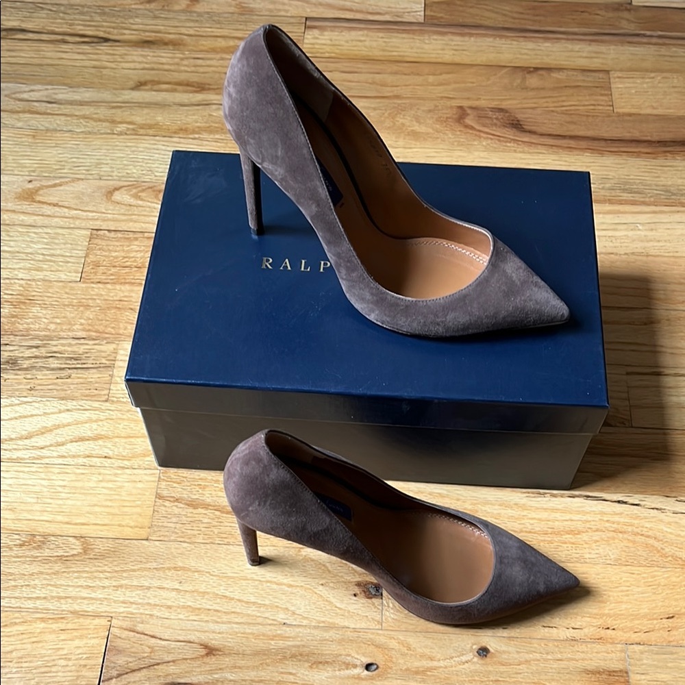 Ralph Lauren Brown Heels Classic Suede Pumps